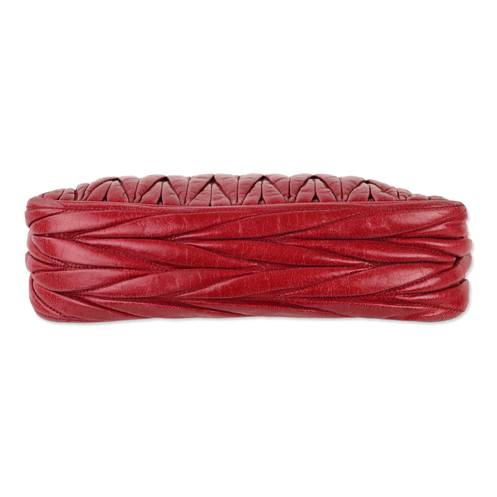 Miu Miu Red Nappa Matelassé Shoulder Bag