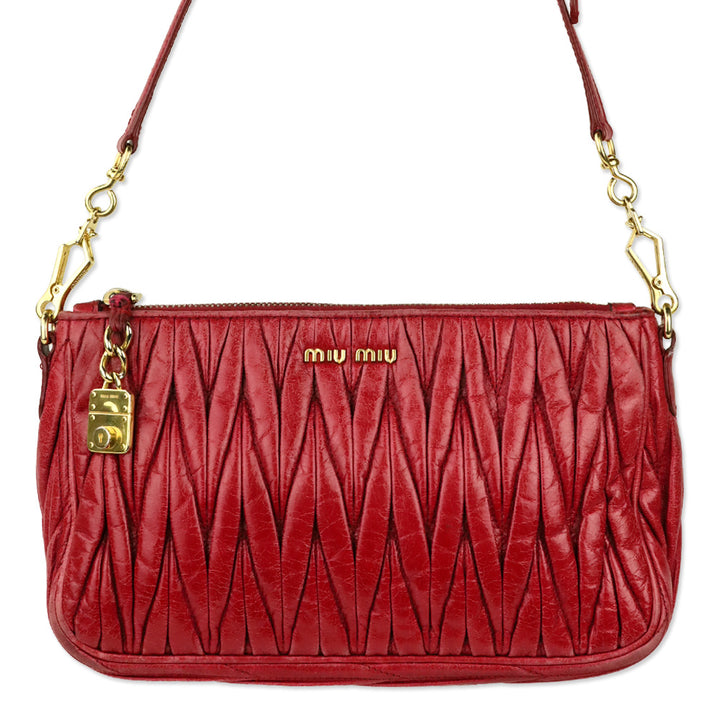 Miu Miu Red Nappa Matelassé Shoulder Bag