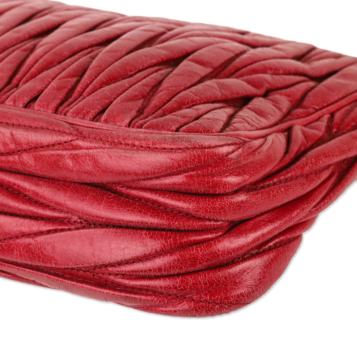 Miu Miu Red Nappa Matelassé Shoulder Bag