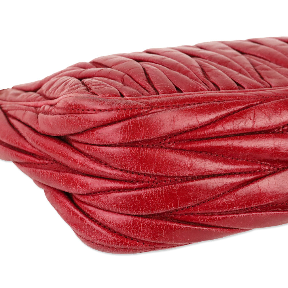 Miu Miu Red Nappa Matelassé Shoulder Bag