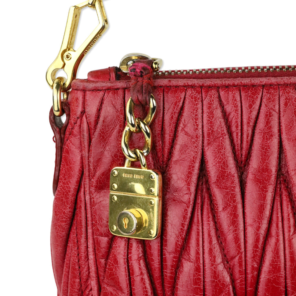 Miu Miu Red Nappa Matelassé Shoulder Bag