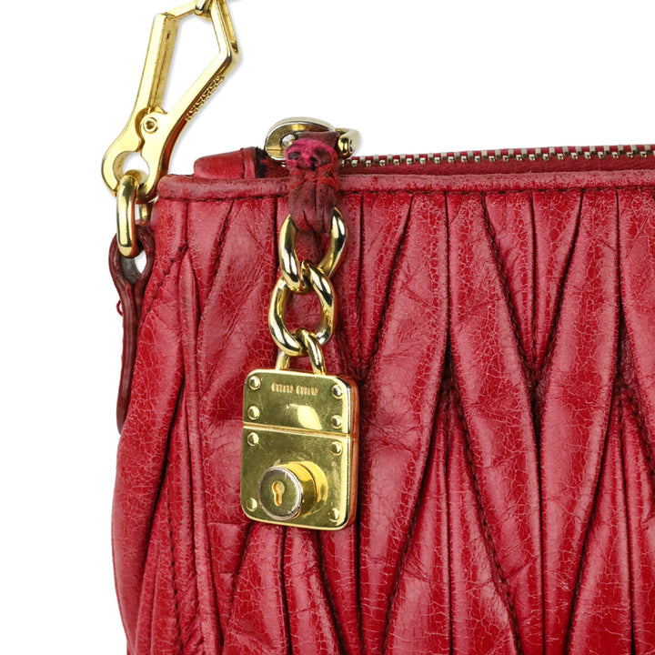 Miu Miu Red Nappa Matelassé Shoulder Bag