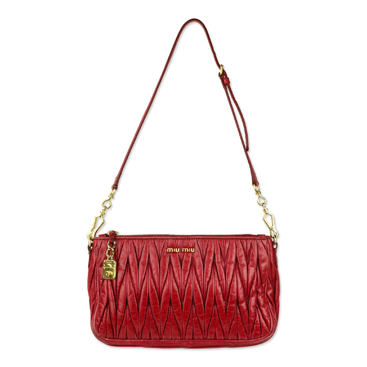 Miu Miu Red Nappa Matelassé Shoulder Bag
