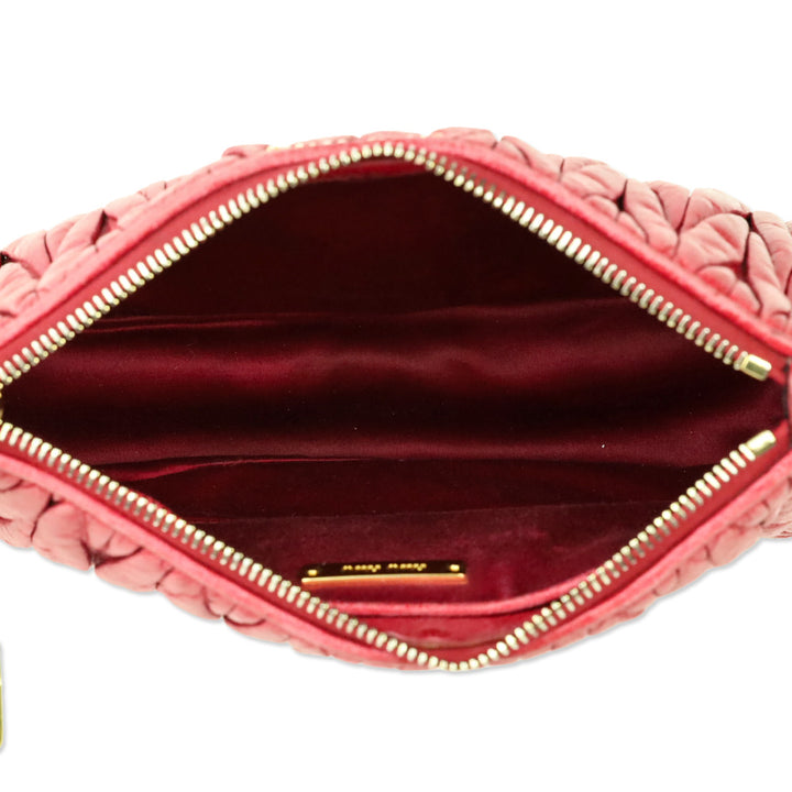 Miu Miu Red Nappa Matelassé Shoulder Bag