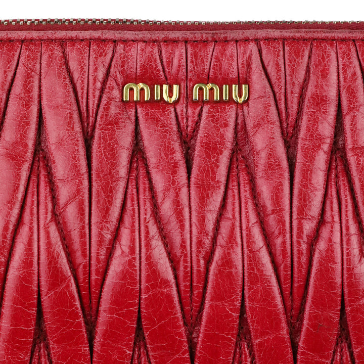 Miu Miu Red Nappa Matelassé Shoulder Bag