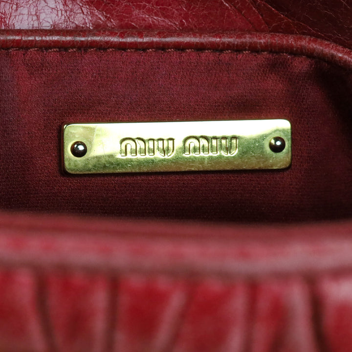 Miu Miu Red Nappa Matelassé Shoulder Bag