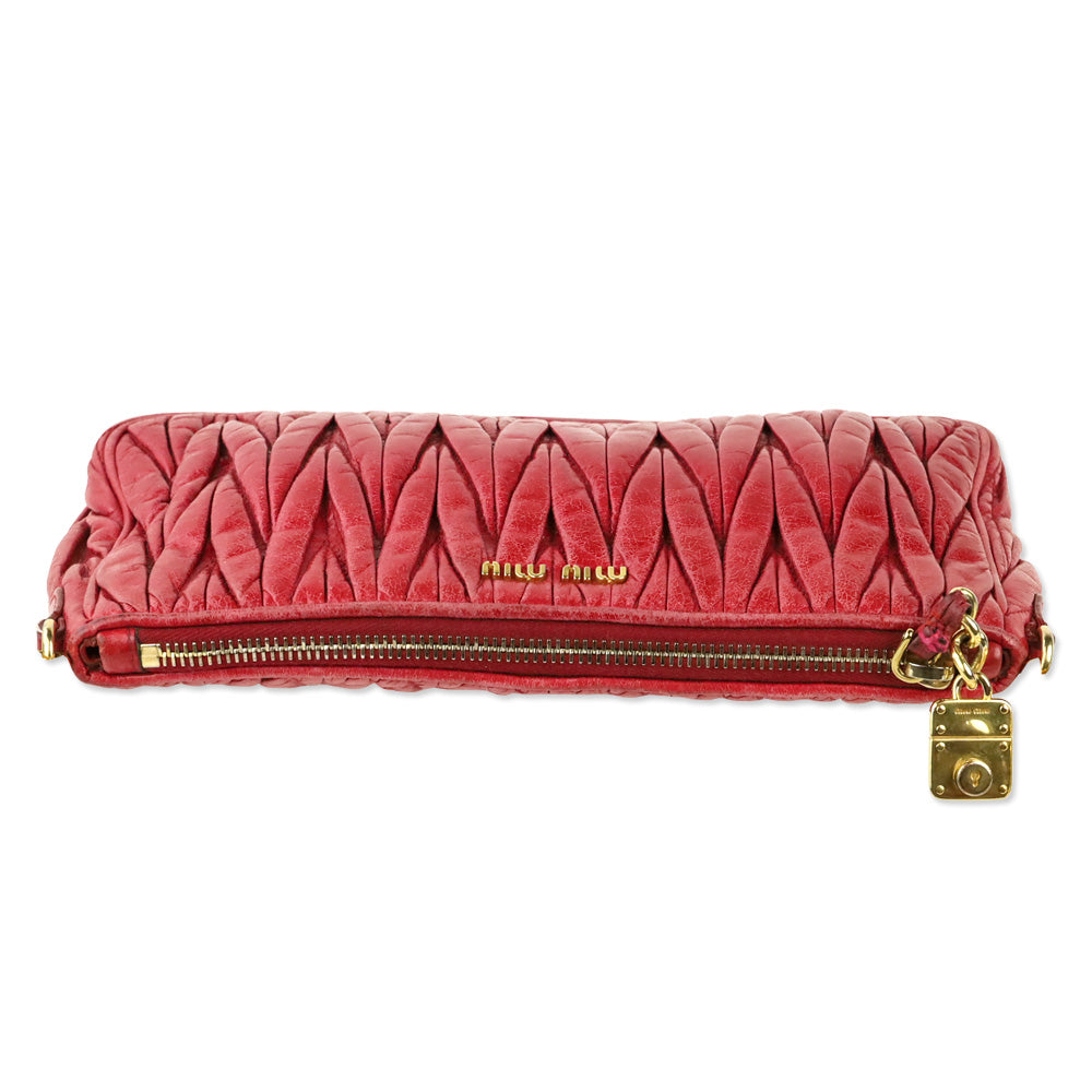 Miu Miu Red Nappa Matelassé Shoulder Bag