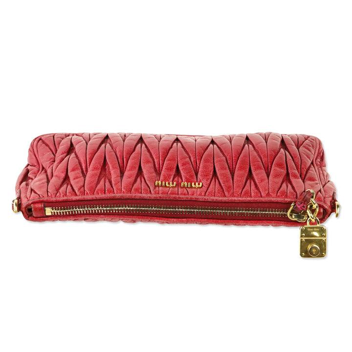 Miu Miu Red Nappa Matelassé Shoulder Bag