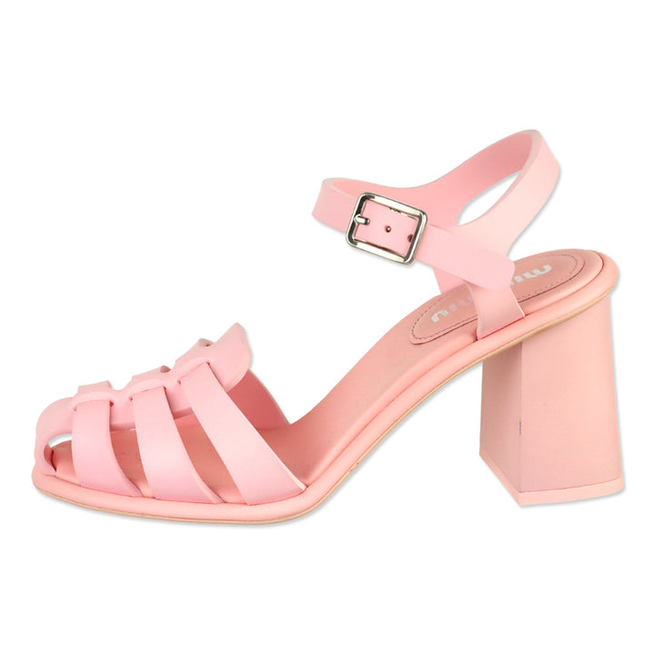 Miu Miu Rosa Pink Rubber EVA Ankle Strap 85mm Sandals