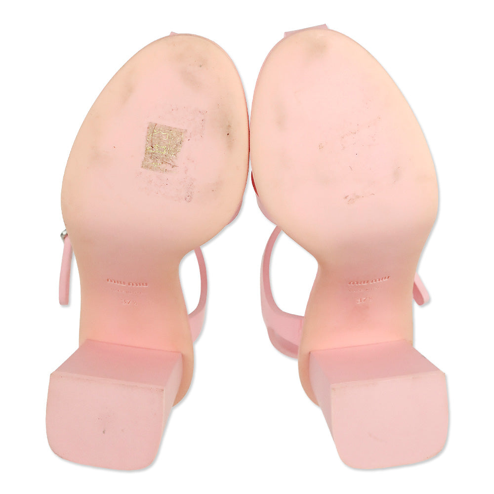 Miu Miu Rosa Pink Rubber EVA Ankle Strap 85mm Sandals