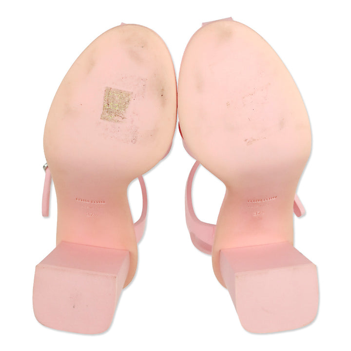 Miu Miu Rosa Pink Rubber EVA Ankle Strap 85mm Sandals