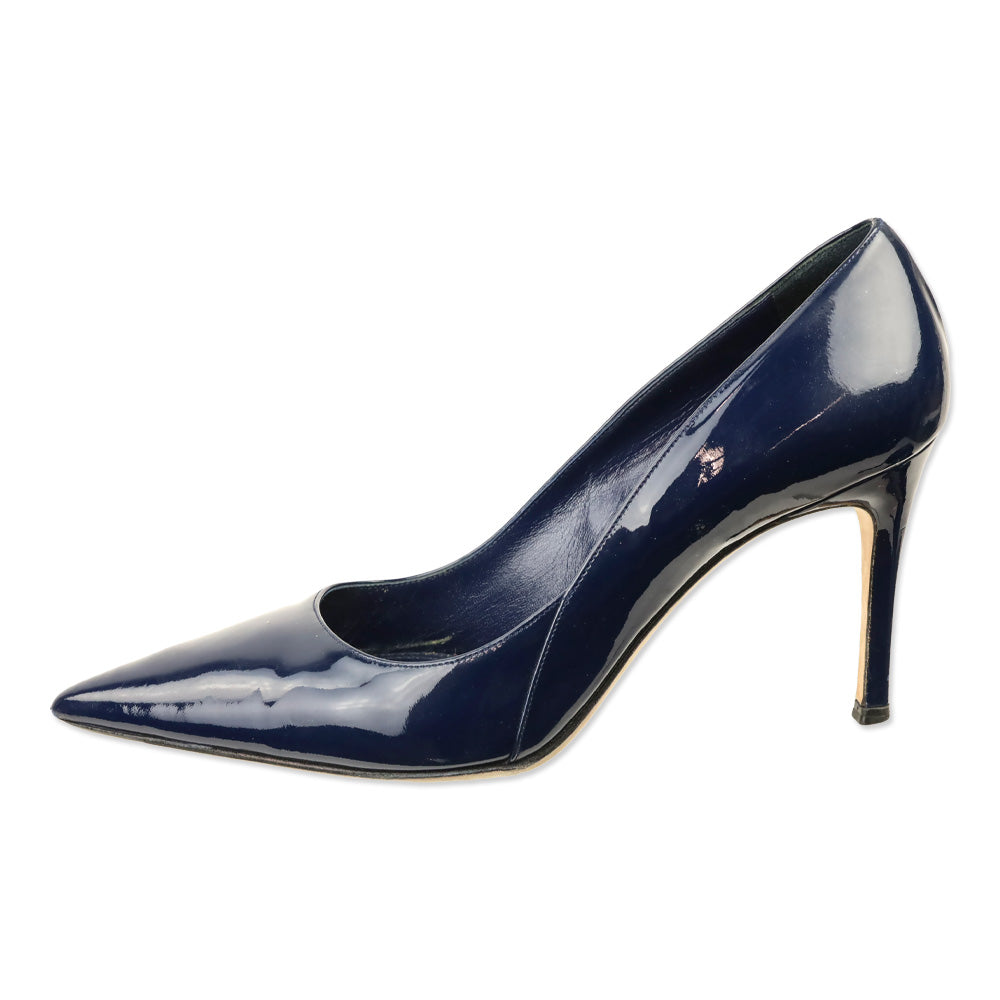 Miu Miu Royal Blue Vernice Leather Pointed Toe Pumps