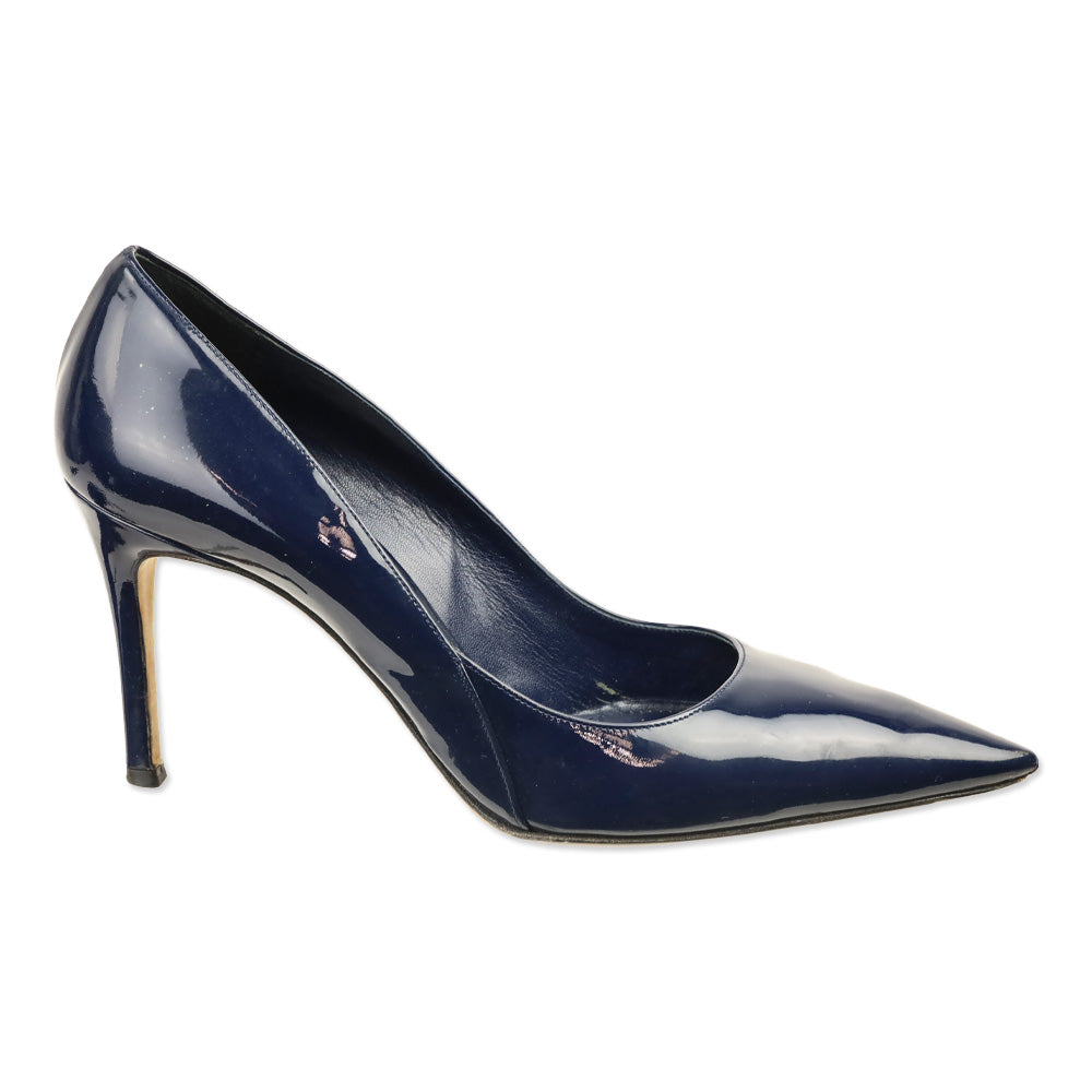 Miu Miu Royal Blue Vernice Leather Pointed Toe Pumps