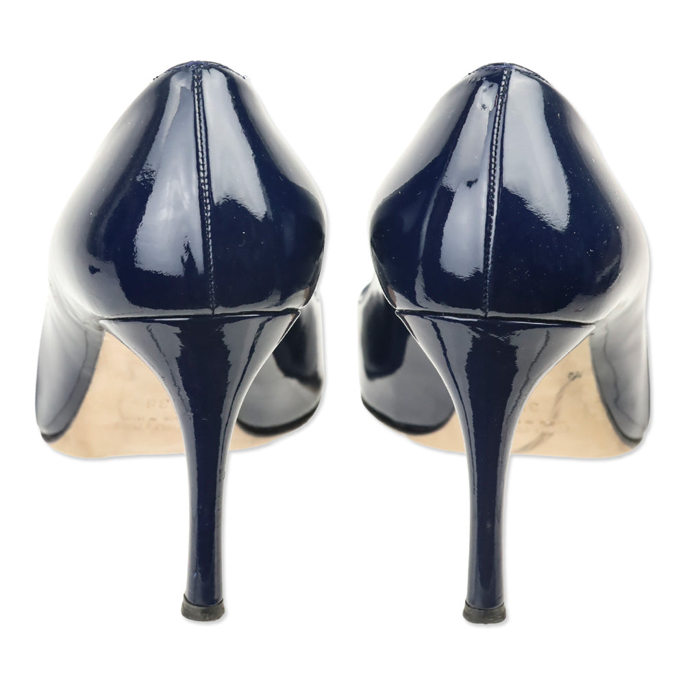 Miu Miu Royal Blue Vernice Leather Pointed Toe Pumps