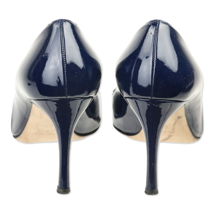 Miu Miu Royal Blue Vernice Leather Pointed Toe Pumps