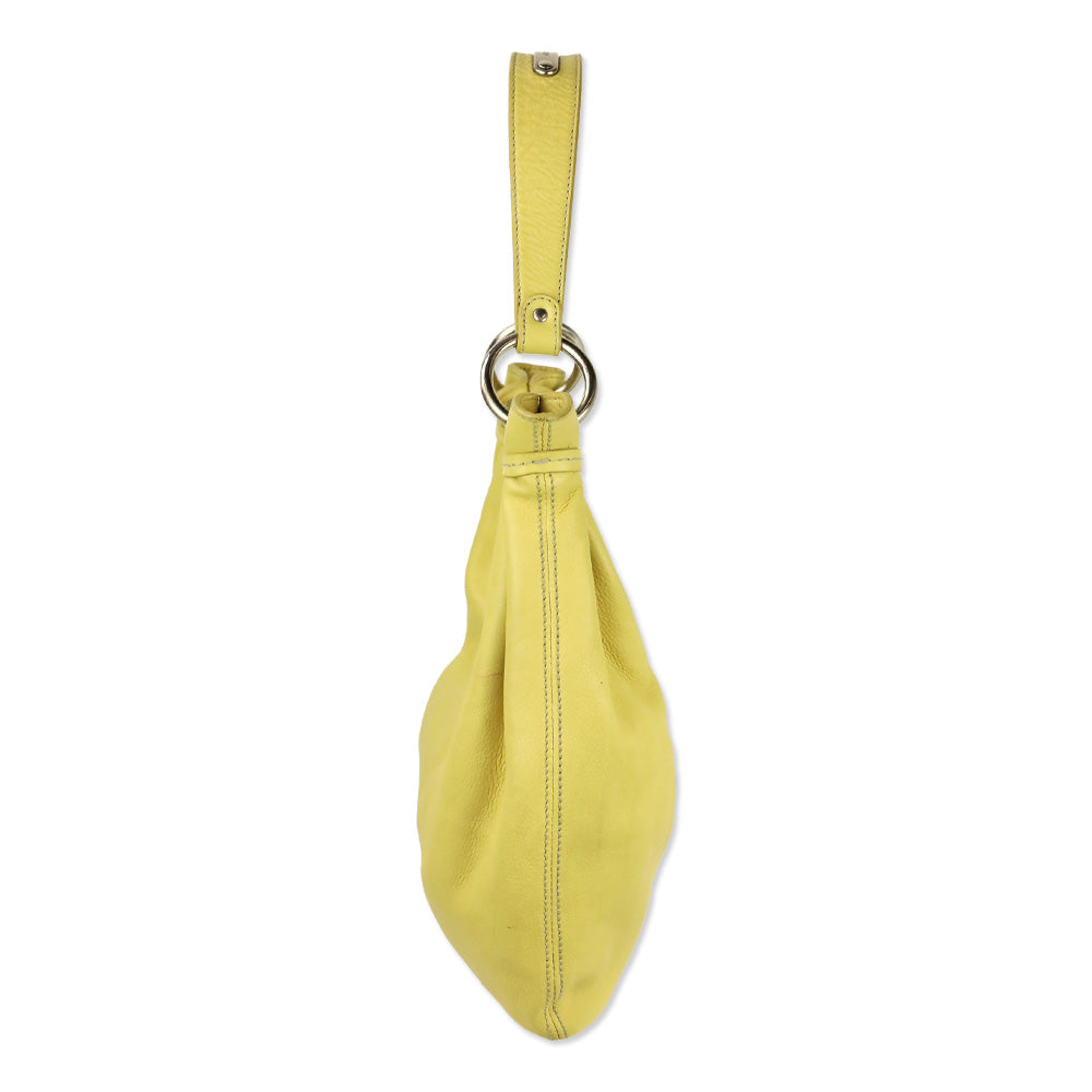 Miu Miu Yellow Leather Crescent Hobo Bag