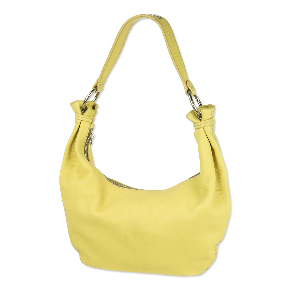 Miu Miu Yellow Leather Crescent Hobo Bag