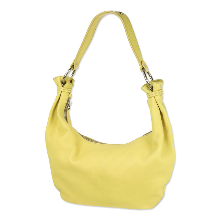 Miu Miu Yellow Leather Crescent Hobo Bag