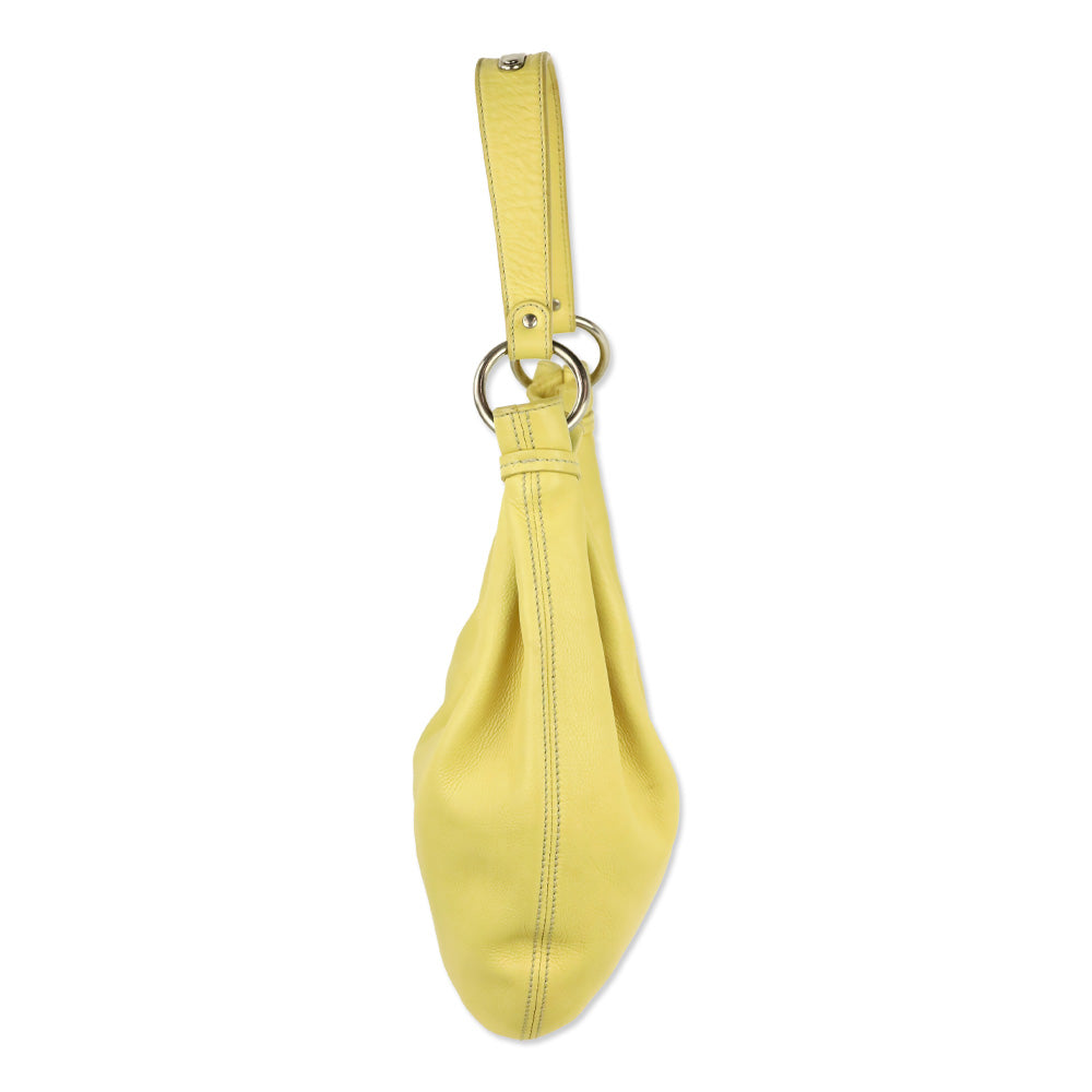 Miu Miu Yellow Leather Crescent Hobo Bag