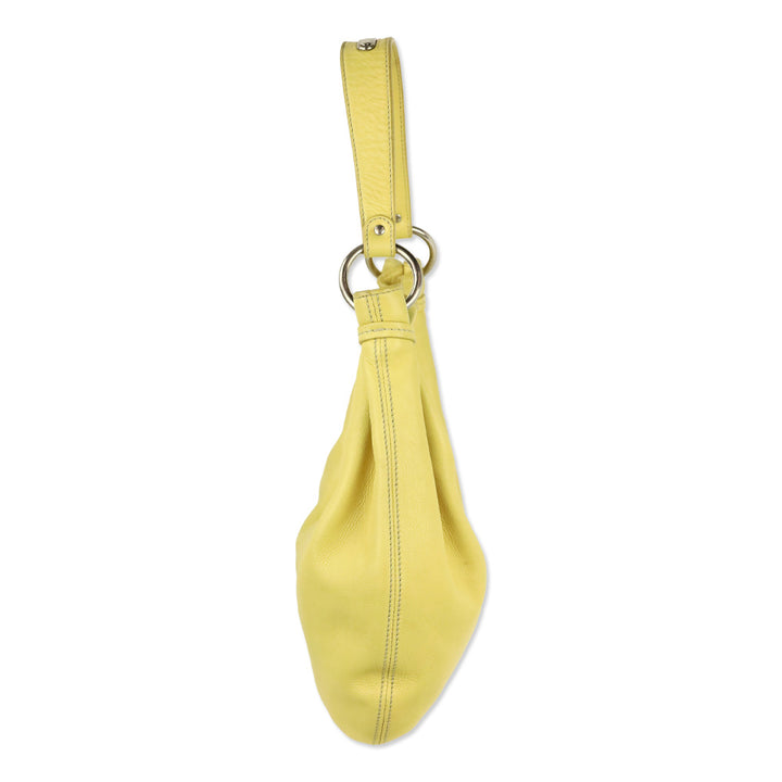 Miu Miu Yellow Leather Crescent Hobo Bag