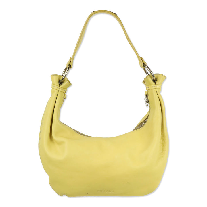 Miu Miu Yellow Leather Crescent Hobo Bag