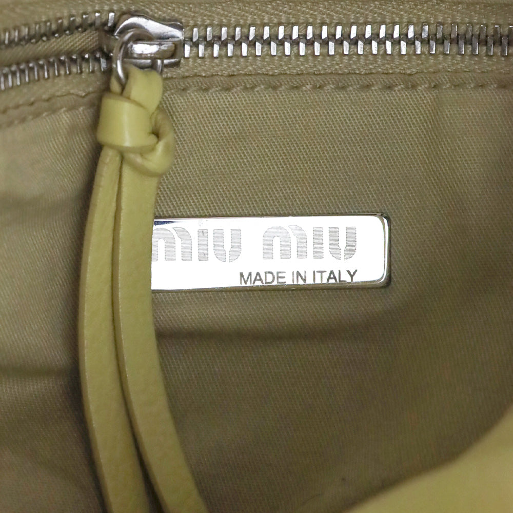 Miu Miu Yellow Leather Crescent Hobo Bag