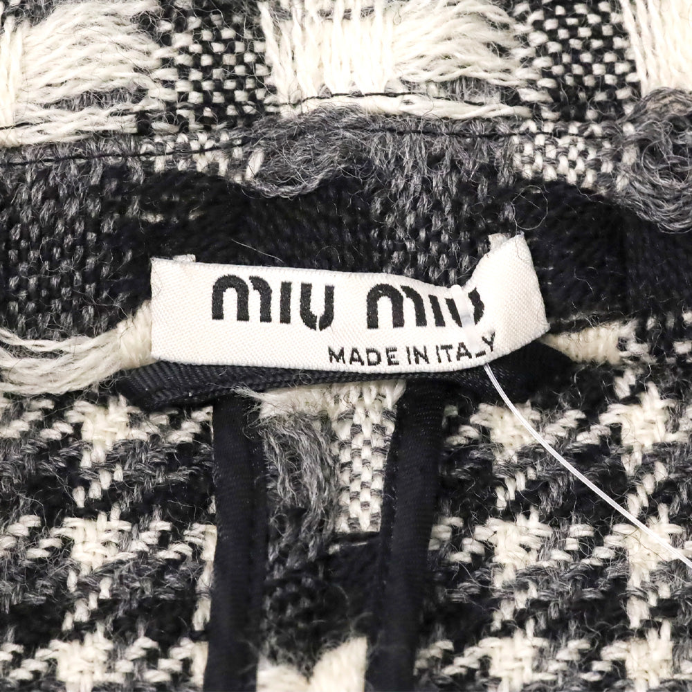 Miu Miu Black/White Gingham Wool Cropped Jacket