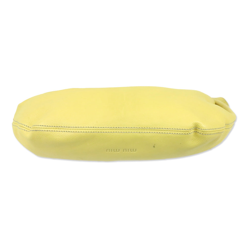 Miu Miu Yellow Leather Crescent Hobo Bag
