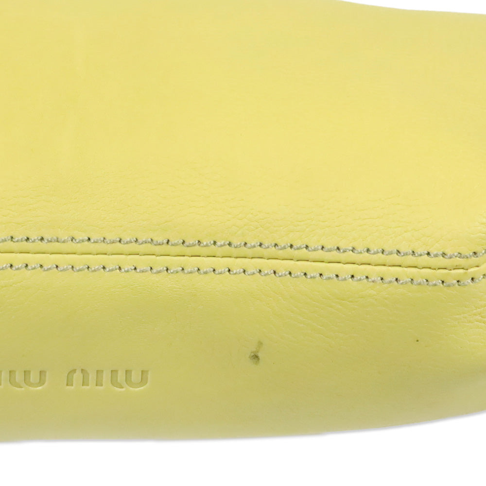 Miu Miu Yellow Leather Crescent Hobo Bag