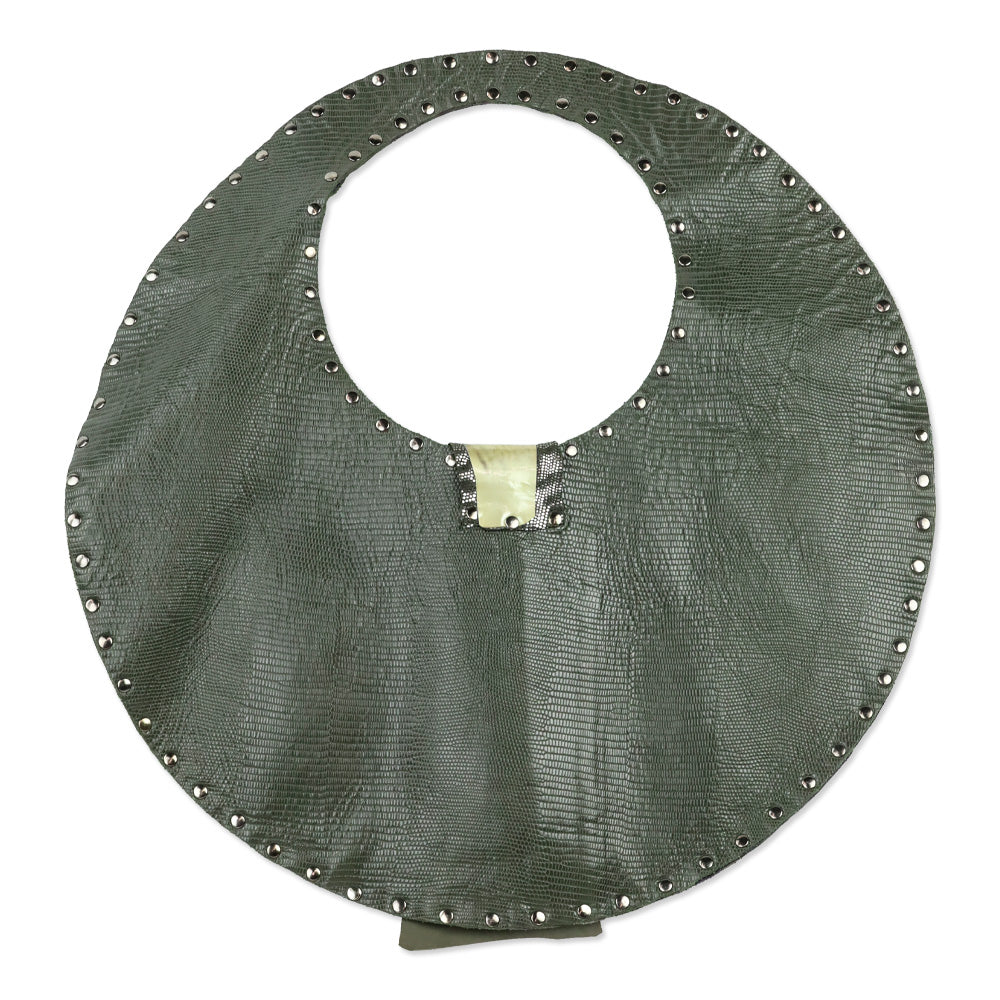 Moe Moe 23 Green Lizard Leather Hobo with Brutalist Crystal Accent Closure