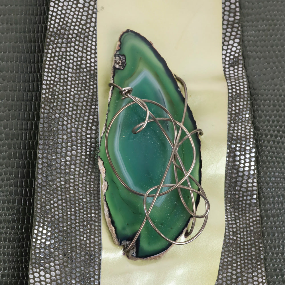 Moe Moe 23 Green Lizard Leather Hobo with Brutalist Crystal Accent Closure