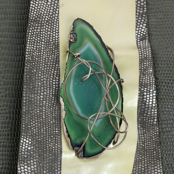 Moe Moe 23 Green Lizard Leather Hobo with Brutalist Crystal Accent Closure