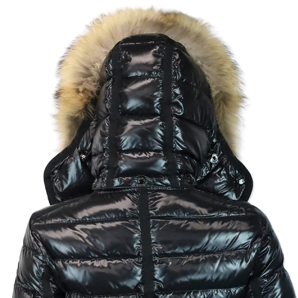Moncler Black Quilted Down Hooded Raccoon Fur-Trim Short Jacket