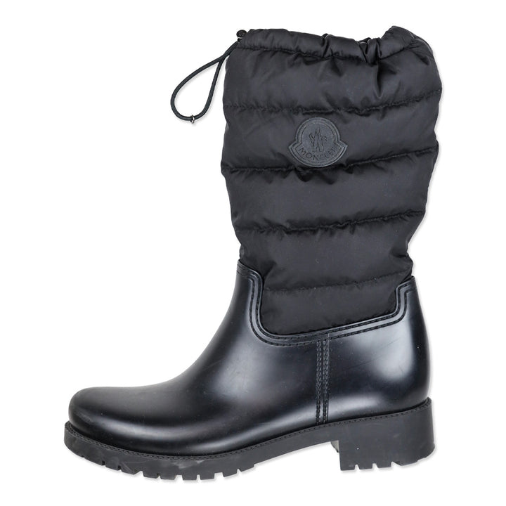 Moncler Black Quilted Puffer Ginette Tall Rain Boots