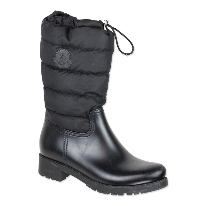 Moncler Black Quilted Puffer Ginette Tall Rain Boots