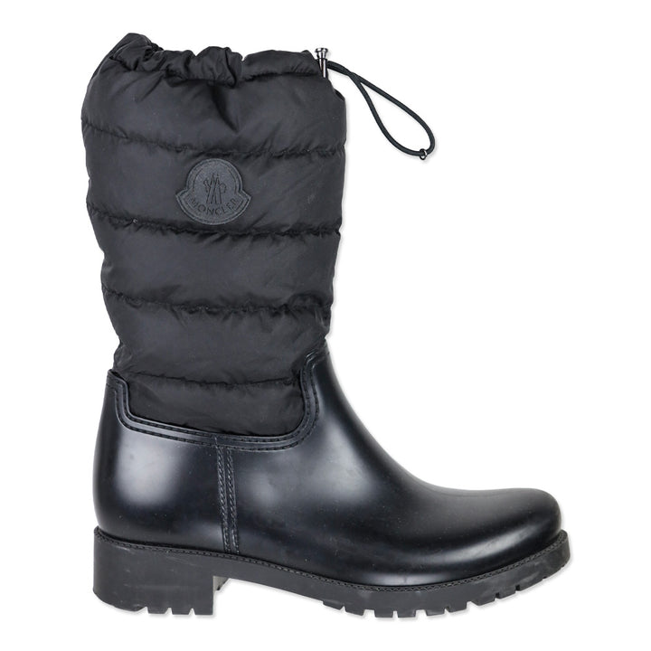 Moncler Black Quilted Puffer Ginette Tall Rain Boots