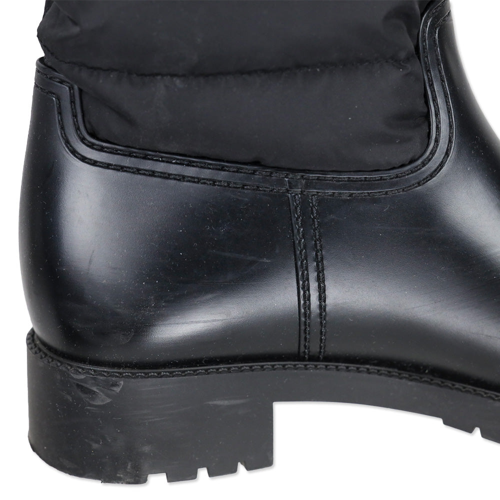 Moncler Black Quilted Puffer Ginette Tall Rain Boots