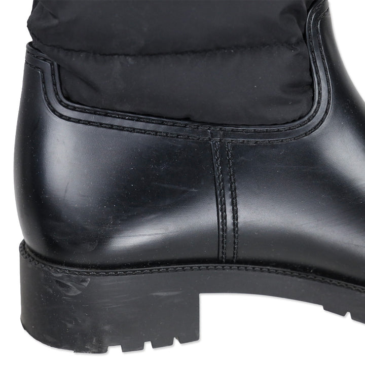Moncler Black Quilted Puffer Ginette Tall Rain Boots