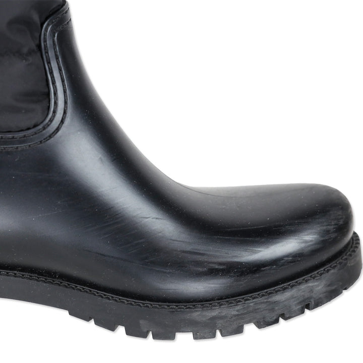 Moncler Black Quilted Puffer Ginette Tall Rain Boots