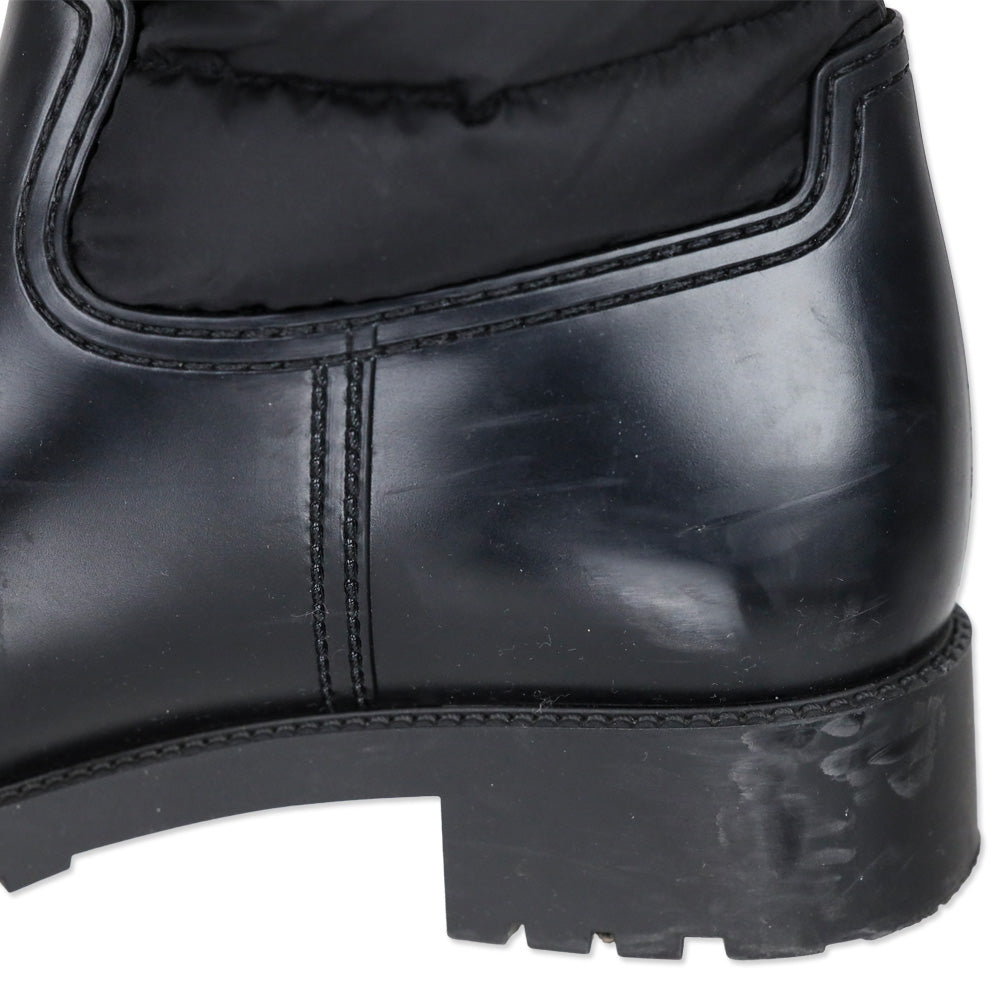Moncler Black Quilted Puffer Ginette Tall Rain Boots