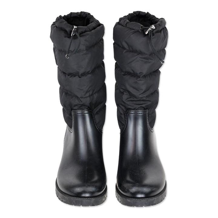 Moncler Black Quilted Puffer Ginette Tall Rain Boots