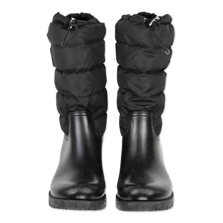 Moncler Black Quilted Puffer Ginette Tall Rain Boots