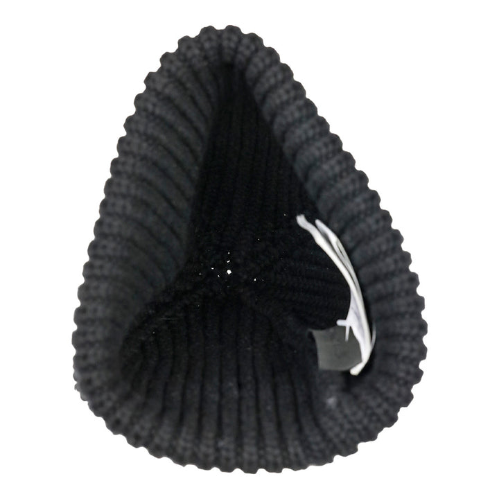 Moncler Black Wool Ribbed Knit Wool Logo Beanie