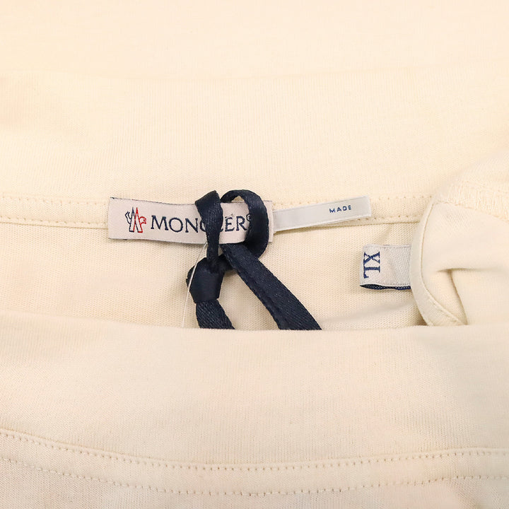 Moncler Cream Boat Neck Bell Logo T-Shirt