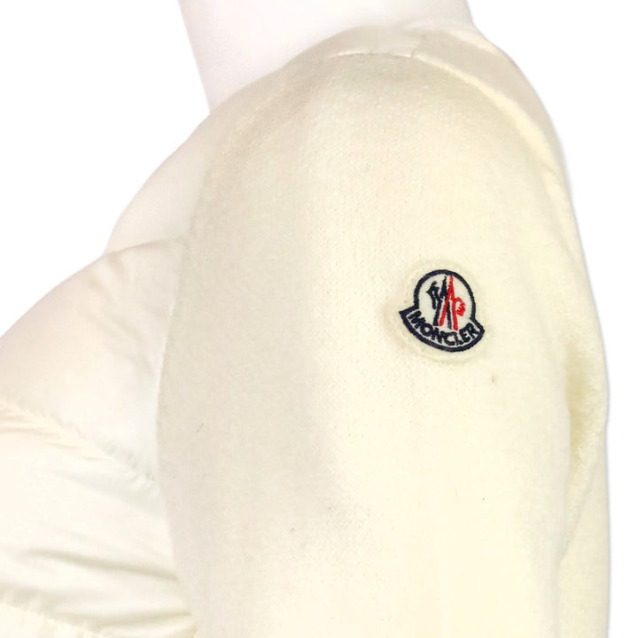 Moncler Cream Wool Knit and Puffer Down Maglione Tricot Zip Cardigan