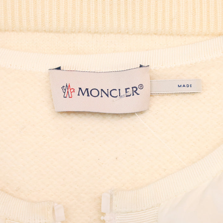 Moncler Cream Wool Knit and Puffer Down Maglione Tricot Zip Cardigan