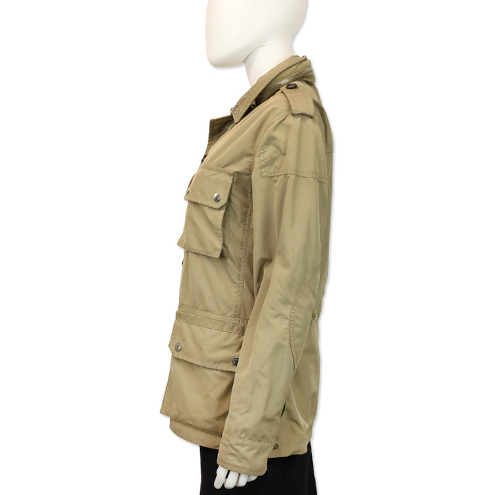 Moncler Khaki High Neck Zipper Utility Jacket