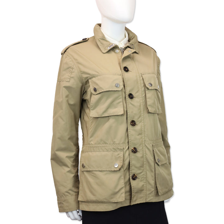 Moncler Khaki High Neck Zipper Utility Jacket