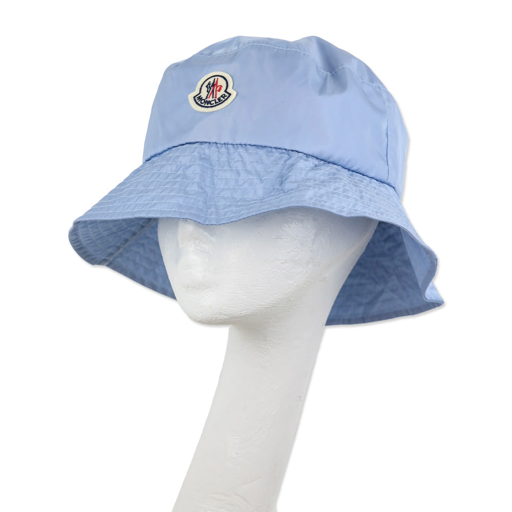 Moncler Light Blue Nylon Logo Bucket Hat