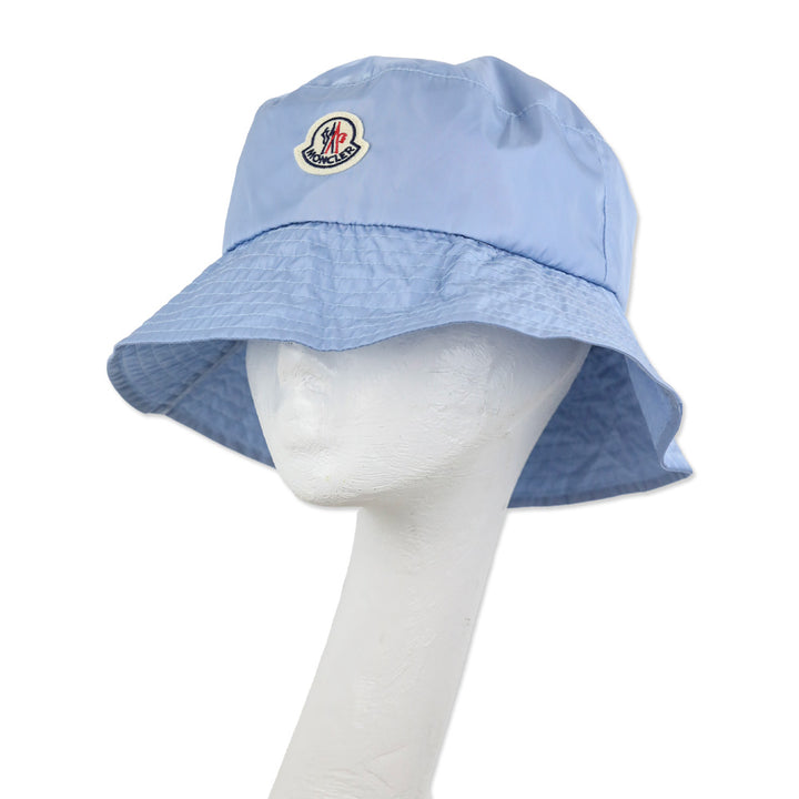 Moncler Light Blue Nylon Logo Bucket Hat